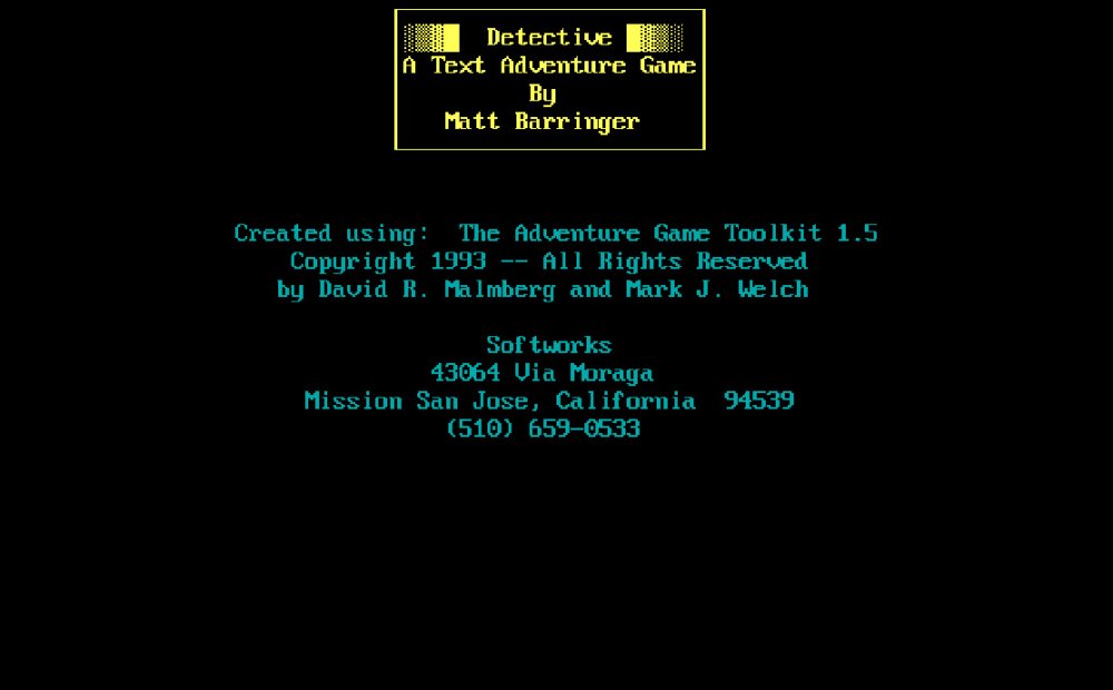 Detective: A Text Adventure Game 1993 detective game review